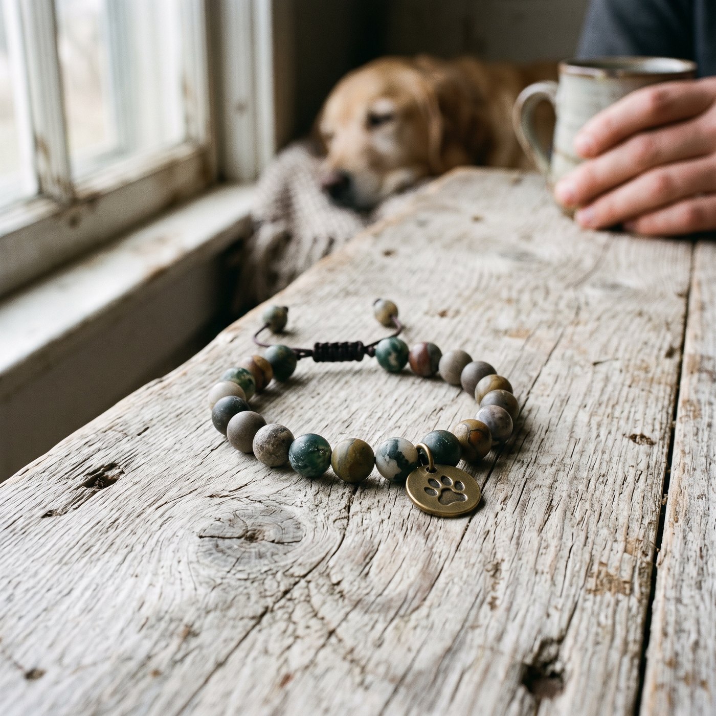 A beaded paw-print bracelet
